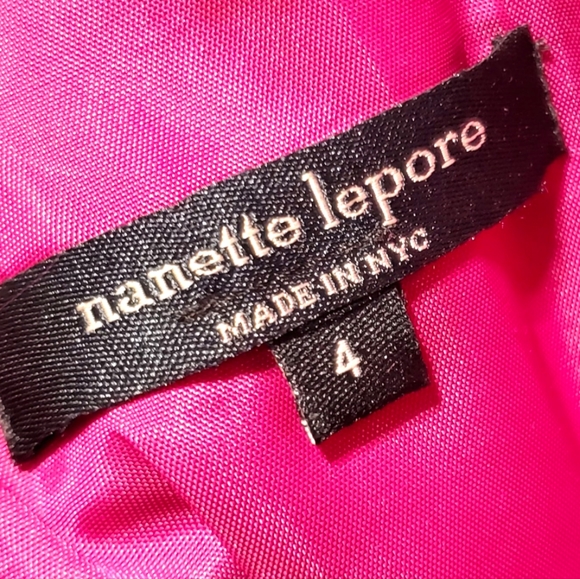 🔥FINAL PRICE🔥EUC NANETTE LEPORE HOT PINK LIGHTSHOW ILLUSION PEPLUM DRESS SZ 4 - Picture 3 of 9